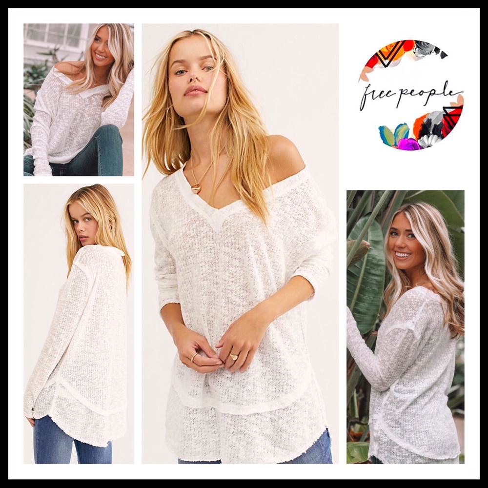 FREE PEOPLE BOHO PULLOVER V-NECK TUNIC TOP A3C - Picture 15 of 15